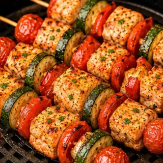 Saumon & Légumes Airfryer : Plat Royal - brochettes saumon