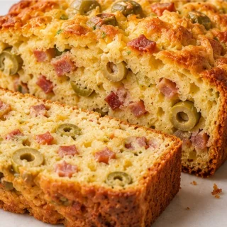 Cakes Salés Moelleux aux Olives & Lardons - cake salé