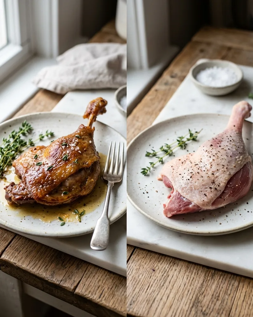 Close-up illustrating confit ou Cuisse Fraîche : la Distinction Essentielle
