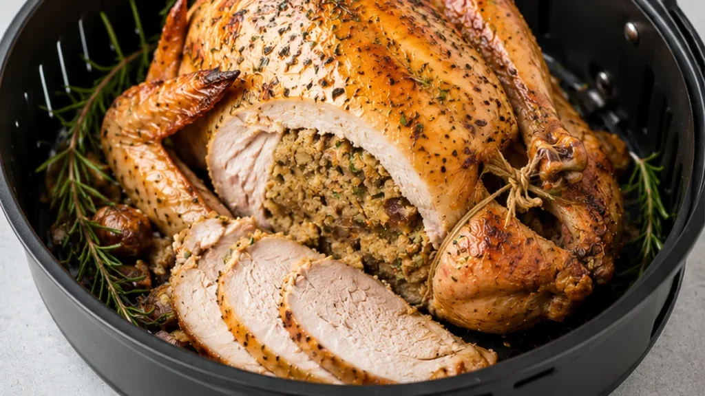 Dinde Farcie Airfryer : Noël Facile ! - dinde Airfryer - Dinde Airfryer farcie : concoctez une dinde de Noël parfaite aux marrons. Juteuse, croustillante et fac