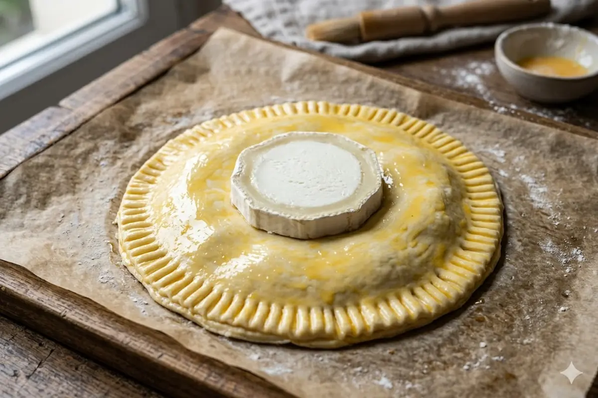 Garnir et souder un feuillete au chevre Etapes pour garnir et souder un feuillete au chevre avant cuisson