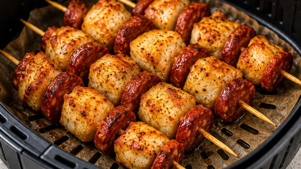 Lotte Chorizo Airfryer: Explosion de Saveurs Marine & Ibérique ! ️ - Lotte chorizo airfryer: réalisez ces brochettes incroyables en 15 minutes. Saveurs marines