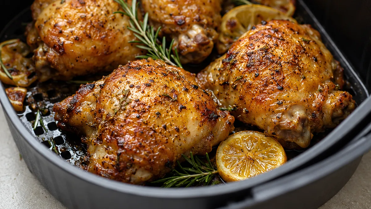 Poulet Croustillant Citron & Romarin Airfryer - poulet citron - Poulet citron romarin : concoctez ce plat savoureux et croustillant à l'Airfryer. Une marinade p