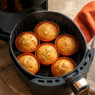 Muffins Air Fryer, des muffins dorés à la mie moelleuse en moules silicone