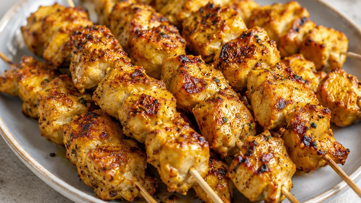 Brochettes de Poulet Airfryer Miel & Ail - brochettes poulet - Brochettes poulet: Préparez des brochettes juteuses et croustillantes au Airfryer, marinées au mi