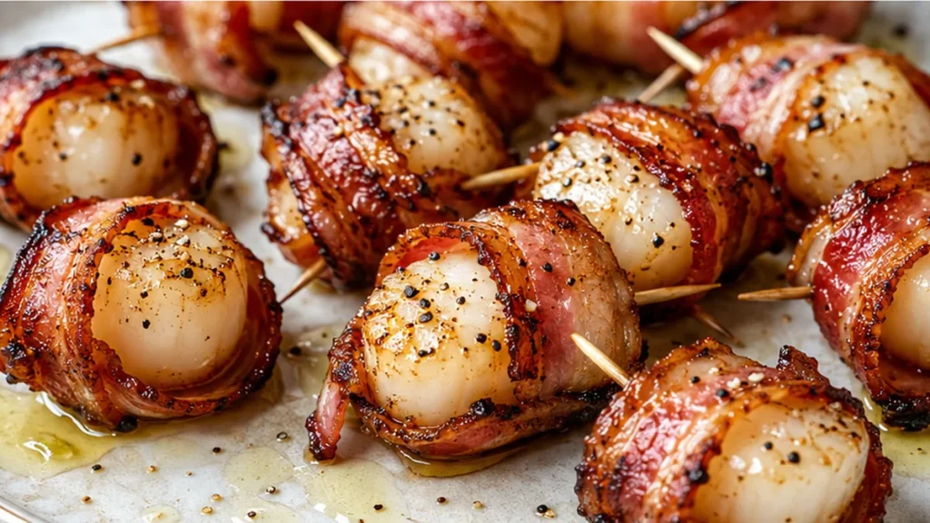 Pétoncles au Bacon Croustillants à l'Air Fryer ! - pétoncles bacon - Pétoncles bacon : cuisinez ces délices à l'Air Fryer en quelques minutes. Tendres et fumés,