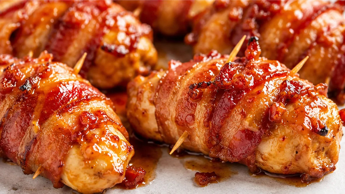 Poulet Croustillant au Bacon à l'Air Fryer - poulet bacon - Poulet bacon : préparez ces délicieuses bouchées croustillantes à l'Air Fryer en seulement 8 minutes