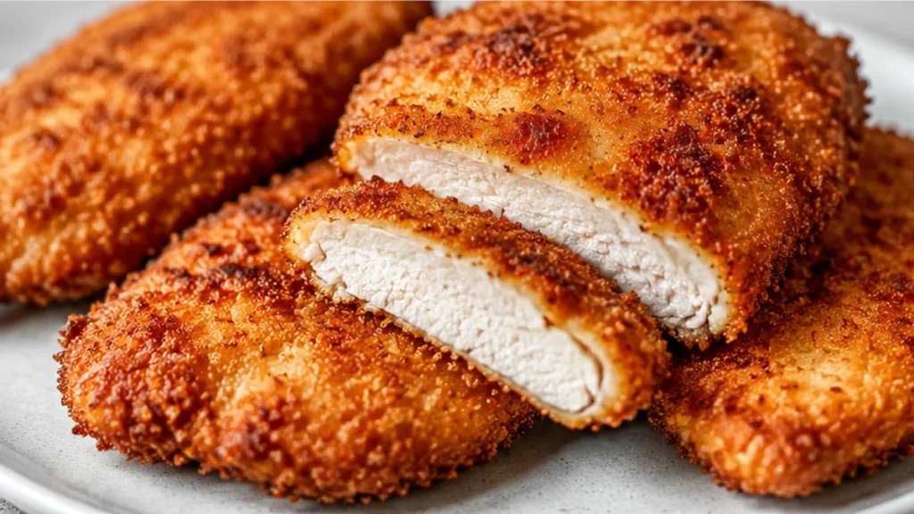 Poulet Croustillant Air Fryer Facile - Poulet croustillant: réalisez des escalopes dorées et juteuses au Air Fryer avec la méthode Panko. Un repas rapide, sain