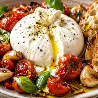 Salade Caprese Burrata et Tomates Rôties - salade burrata