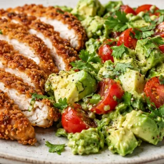 Poulet Croustillant & Guacamole Déstructuré - poulet pané