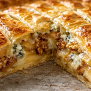 Tourte Pommes, Roquefort et Noix : Explosion de Saveurs !